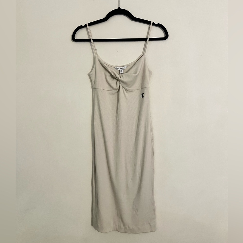 Calvin Klein Cream Ribbed Dress